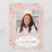 Invitation Célébration de la vie en marbre rose féminin (Devant / Derrière)