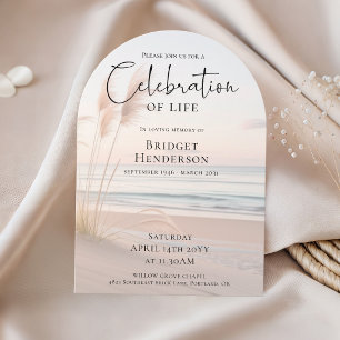 Invitation Célébration de la vie en mémoire sur une plage océ