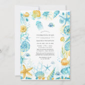 Invitation Célébration de la vie en mer bleue et jaune Photo (Devant)