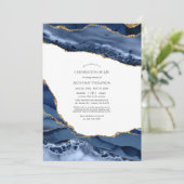 Invitation Célébration de la vie en Navy et Agate dorée (Debout devant)