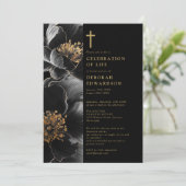 Invitation Célébration De La Vie En Noir Et En Or Chrétien (Debout devant)