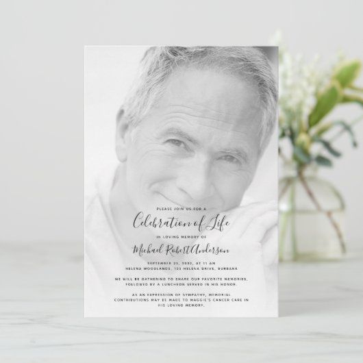 Invitation Célébration de la vie en photo funéraire (Debout devant)