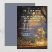 Invitation Célébration de la vie en pot Mason de forêt Funéra (Devant / Derrière)