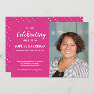 Invitation Célébration de la vie en rose vif avec funérailles