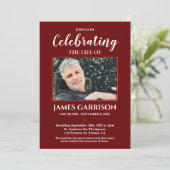 Invitation Célébration de la vie en rouge foncé (Debout devant)