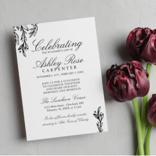 Invitation Célébration de la vie en vert noir