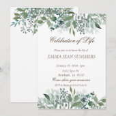 Invitation Célébration de la Vie Feuillage Feuilles Verdure (Devant / Derrière)