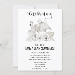 Invitation Célébration de la vie Flamant rose blanc Boho Trop