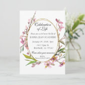 Invitation Célébration de la vie Fleur de cerisiers Floral Fr (Debout devant)