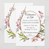 Invitation Célébration de la vie Fleur de cerisiers Floral Fr (Devant / Derrière)