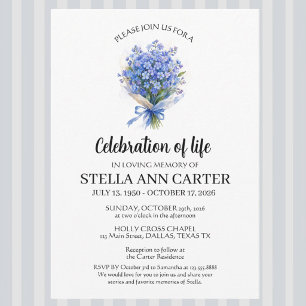 Invitation Célébration de la vie Fleur Forget Me Not Floral F