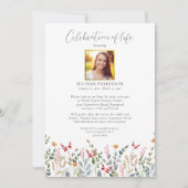 Invitation Célébration de la vie Fleur sauvage Funérailles Ph (Devant)