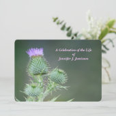 Invitation Célébration de la vie Fleur sauvage rose chardon (Debout devant)