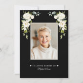 Invitation Célébration de la vie Fleurs blanches Photo Memori (Dos)