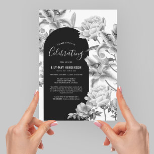 Invitation Célébration de la vie Fleurs de mémorial funérai