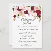 Invitation Célébration de la vie Fleurs Jolies Fuschia (Devant)