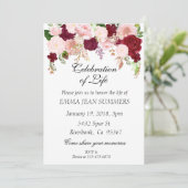 Invitation Célébration de la vie Fleurs Jolies Fuschia (Debout devant)