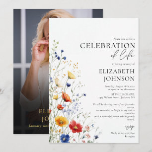 Invitation Célébration de la vie Fleurs sauvages Photo de fun