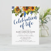 Invitation Célébration de la vie | Fleurs solaires funéraires (Debout devant)