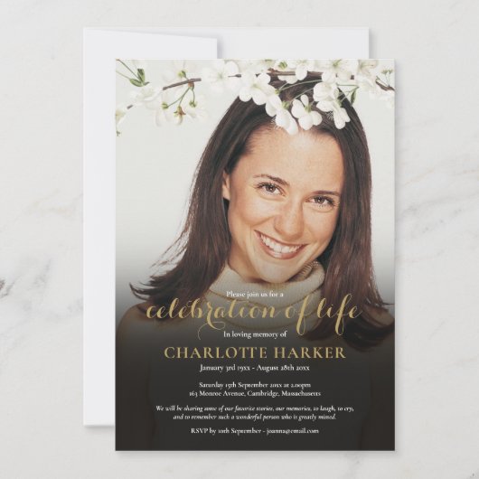 Invitation Célébration de la vie Floral White Blossom Photo (Devant)