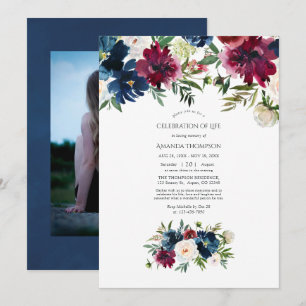 Invitation Célébration de la vie florale à l'aquarelle Bordo 