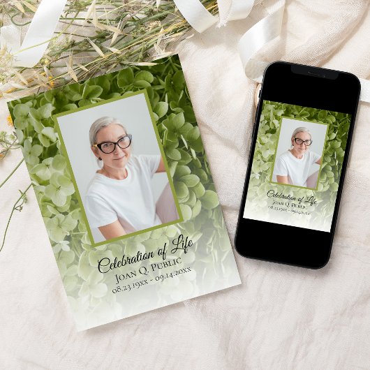 Invitation Célébration de la vie florale de l'Hydrangée verte