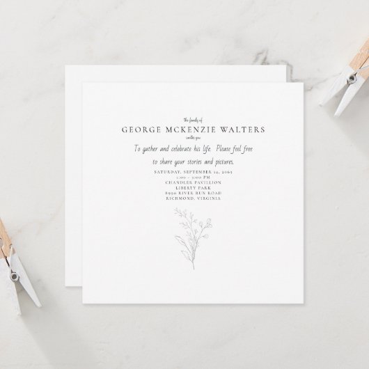 Invitation Célébration de la vie Foliage à main (Devant/Arrière en situation)