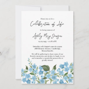 Invitation Célébration de la vie Forget me not Photo Funérail