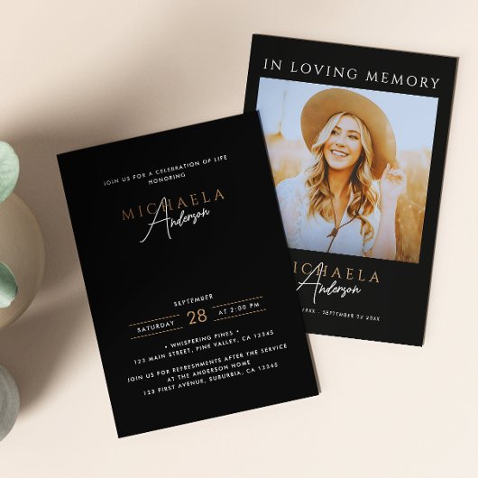 Invitation Célébration de la vie/funérailles/commémoration de