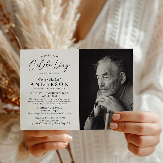 Invitation Célébration de la vie Funérailles commémoratives P
