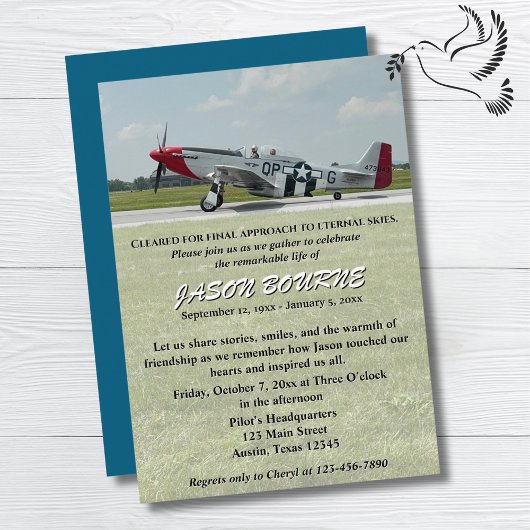 Invitation Célébration de la vie Funérailles commémoratives P