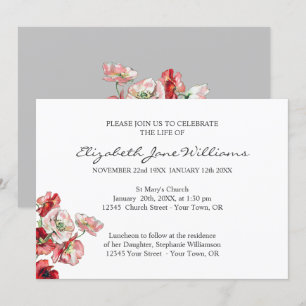 Invitation Célébration de la vie Funérailles Coquelicot