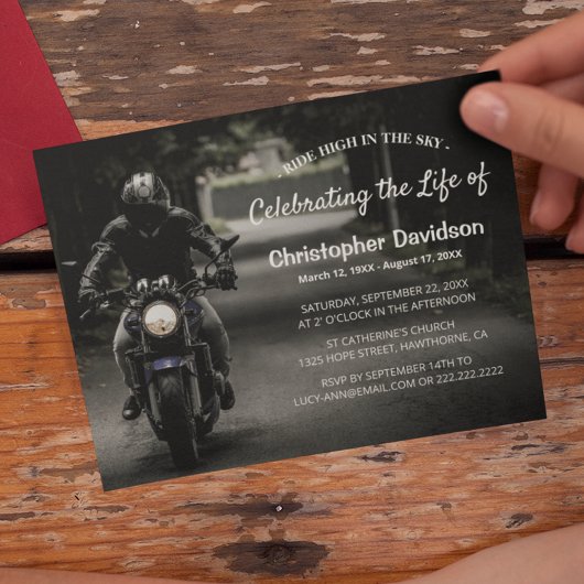 Invitation Célébration de la vie | Funérailles de moto Rider