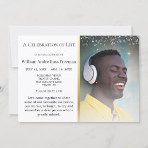 Invitation Célébration de la vie Funérailles élégantes et gra