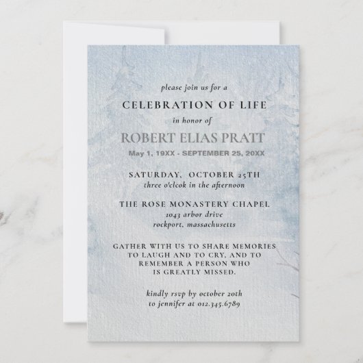 Invitation Célébration de la vie Funérailles Hiver Paysage de (Devant)