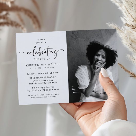 Invitation Célébration de la vie Funérailles Mémorial Script