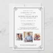 Invitation Célébration de la vie Funérailles Noir Blanc 3 Pho (Devant)