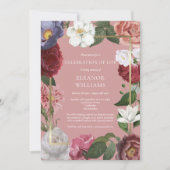 Invitation Célébration de la vie Funérailles Rose Rose Floral (Devant)