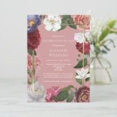 Invitation Célébration de la vie Funérailles Rose Rose Floral (Debout devant)