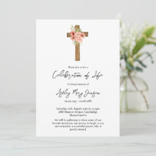 Invitation Célébration de la vie funérailles Zinnia Cross