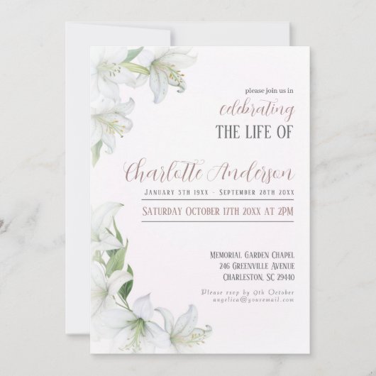 Invitation Célébration de la vie funéraire (Devant)