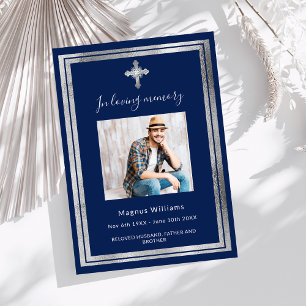 Invitation Célébration de la vie funéraire bleu argent photo