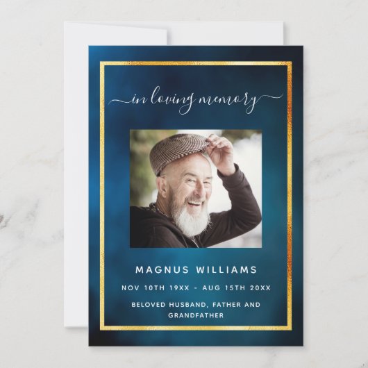 Invitation Célébration de la vie funéraire bleu ciel programm (Devant)