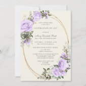 Invitation Célébration de la vie funéraire Blush Purple Flora (Devant)