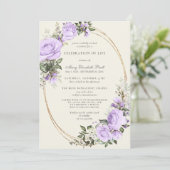Invitation Célébration de la vie funéraire Blush Purple Flora (Debout devant)