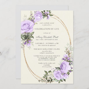 Invitation Célébration de la vie funéraire Blush Purple Flora