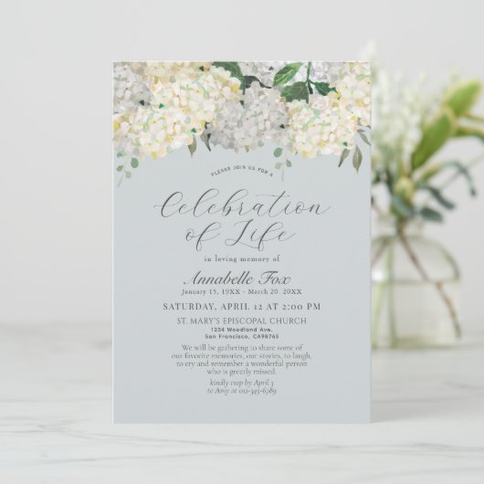 Invitation Célébration de la vie funéraire de Hydrangea (Debout devant)
