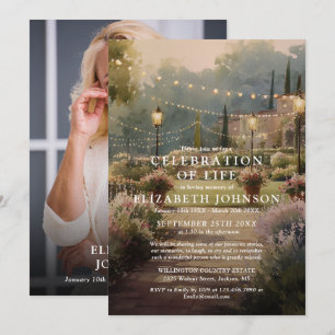 Invitation Célébration de la vie funéraire de jardin de campa