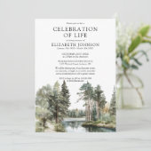 Invitation Célébration de la vie funéraire de la forêt de lac (Debout devant)