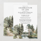 Invitation Célébration de la vie funéraire de la forêt de lac (Devant / Derrière)